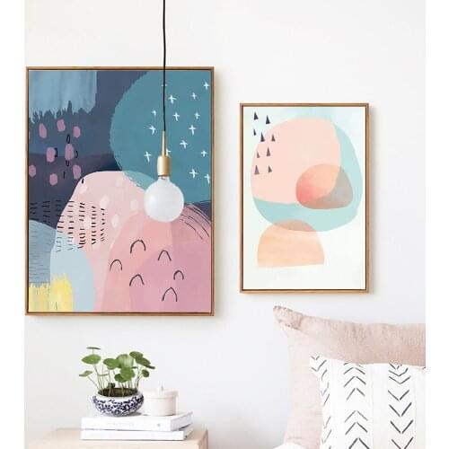 Cartoon Geometry Color Blocks Abstract Art Canvas Posters and Prints Painting Modern Wall Picture Kids Bedroom Decoration