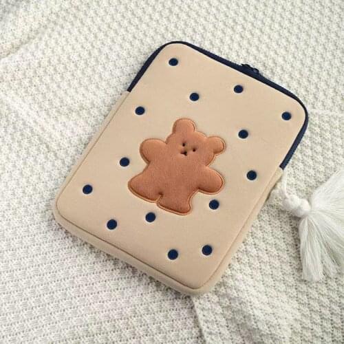 Cartoon Tablet Case Cute Korea biscuits bear protective cover for laptop ipad pro 9.7 11 13 15.6 inch Storage Sleeve inner bag