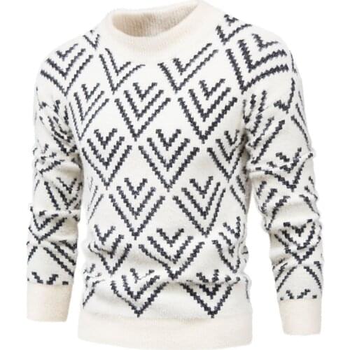 Men Clothing New 2020 Multi Rhombus Pullover Men Half Collar Long Sleeve Slim Sweaters Men Casual Fashion Male Sweater Pull