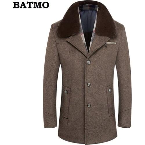 BATMO 2019 new arrival winter high quality wool thicked trench coat men,mens wool winter warm thicked parkas ,plus-size M-6XL