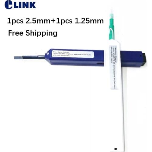 2 IN 1 fiber optic cleaning kit 1pcs 2.5mm + 1pcs 1.25mm one click cleaners for LC/MU/SC/FC/ST connector cleaning pen ELINK