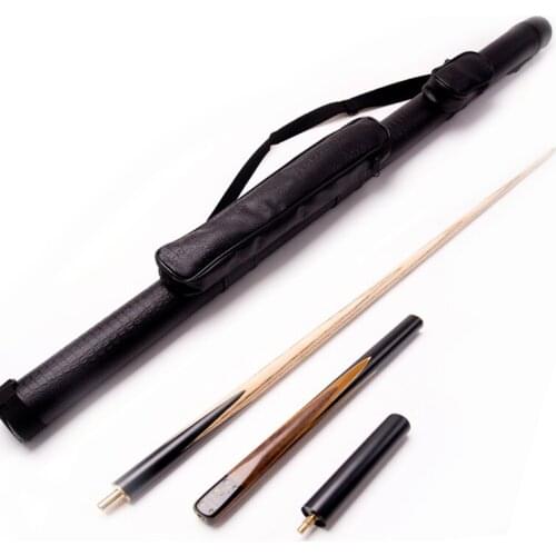 Handmade grey ebony four-side inlay Snooker Cue Stick in 9.5mm Tip 3/4 Jointed with mini-extension+3/4 snooker cue case set