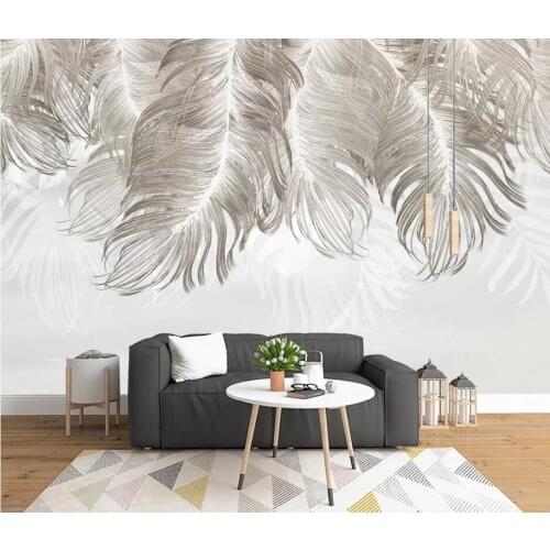 Bacal Custom wallpaper 3d photo mural papel de parede Nordic style simple and elegant mural blues feather 3D wallpaper huda