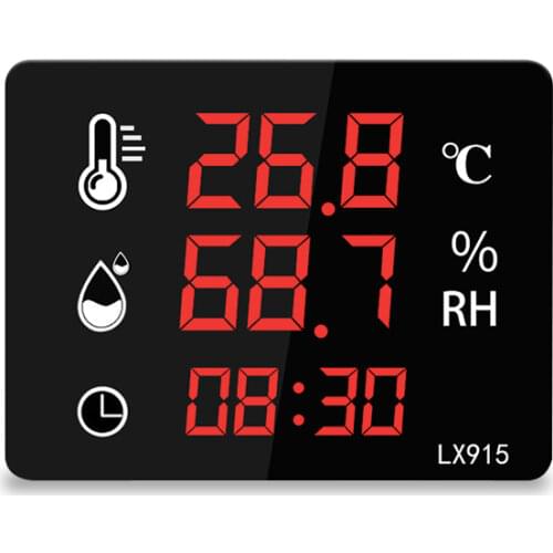 Wall Clock Electronic Thermometer Outdoor Thermometer With Time And Humidity Display Temperature Sensor LX915