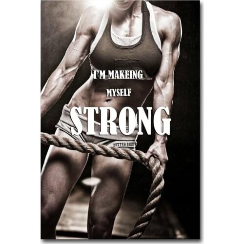 NICOLESHENTING Bodybuilding Motivational Quotes Art Silk Poster 12x18 24x36inch Fitness Exercise Wall Pictures Gym Room 020