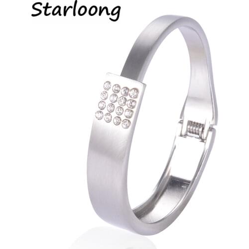 Latest Pulseiras Feminina opened drawing rhinestone setting gold-color Cuff wristband Bangles for women Pulseras Bijoux Jewelry