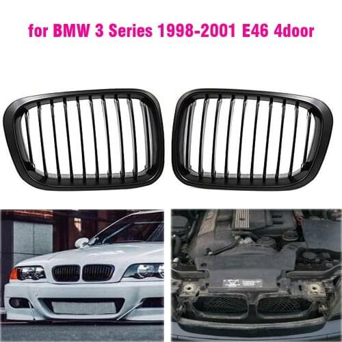 Matte Black Kidney Grille Grill for BMW 3 Series 1998-2001 E46 320i 325i 328i 330i 4 Door Sedan