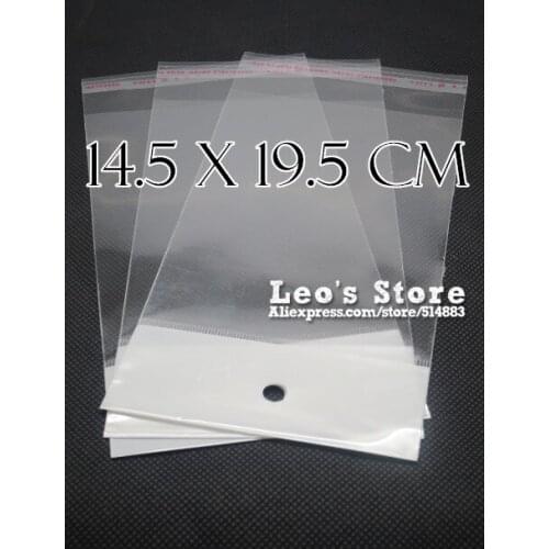 14.5x19.5cm Self Adhesive OPP Bag With Hanging Hole, Clear Header Plastic Bag,Supermarket Bag,wholesale free shipping