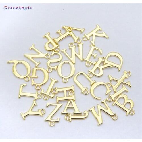26pcs Initial Alphabets Charms For Jewelry Making Accessories Gold Necklace pendant Earrings DIY Fashion Women Chocker Brooches