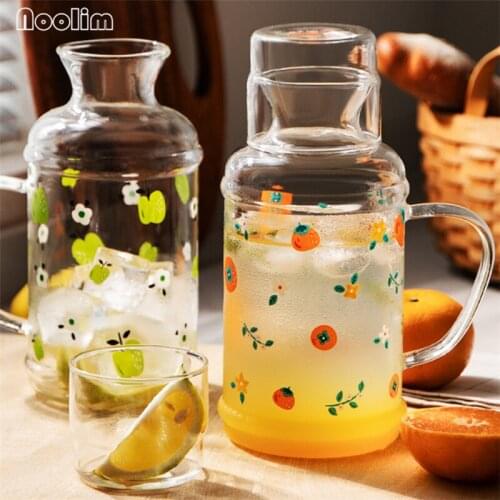 Nordic Heat Resistant Glass Cold Kettle with Lid Transparent Large Capacity Tea Pot Small Water Cup Tea Set Drinkware 1150ML
