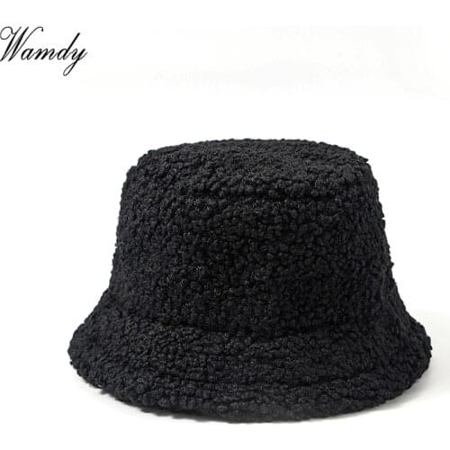 Foldable Bucket Hat Women Lamb wool Outdoor Warm Winter Cotton Fishing Hunting Cap Men Basin Chapeau Sun Prevent Hats