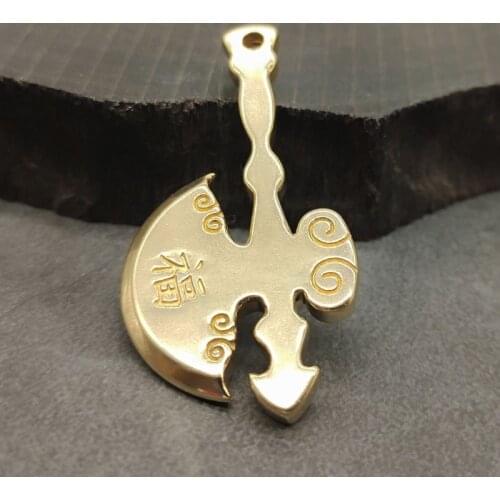 Antique Solid Brass axe Miniature Figurines Retro Copper Animal Tea Pet Desktop Ornament Decor Crafts Keychain Pendants