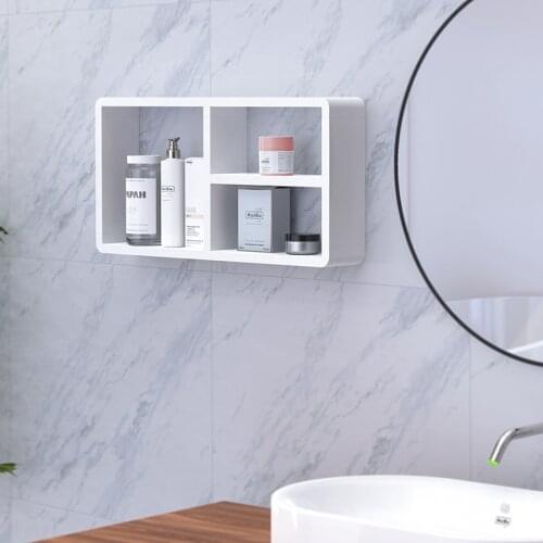 Storage Rack Shelf Bathroom Kitchen Seasoning Debris Rack Shower Rack Shampoo Bath Shower Rack Wall-Mounted Self-Adhesive White