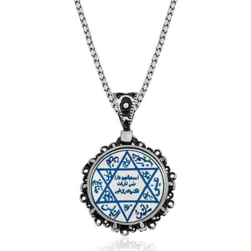 Tevuli 925 Sterling Silver Blue Enamel Solomon Seal Pendant