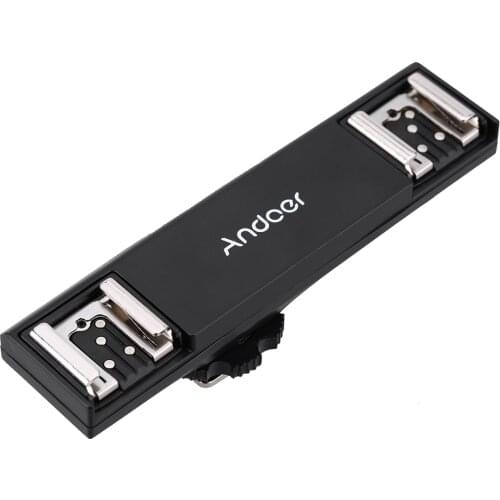 Oversea Stock Andoer Dual Hot Shoe Speedlite Flash Bracket Splitter for Nikon D750 D7200 D7100 D7000 D800 D810 D600 DSLR Camera