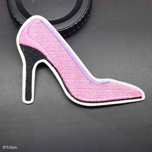 Pink High Heel Iron On Embroidered Clothes Patches Woman For Clothing Wholesale