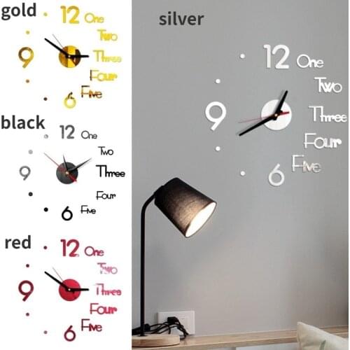 3D Mirror Wall Clock Modern Design Creative DIY Wall Clock Removable Art Stickers Home Decoration Living Room Clock Wall Sticker
