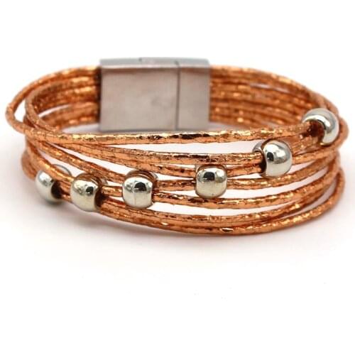 TOTABC Multiple Layers Leather Bracelets For Women 4 Colors Multiple Classic Rope Chain Charms Bracelets Fashion Jewelry Gifts