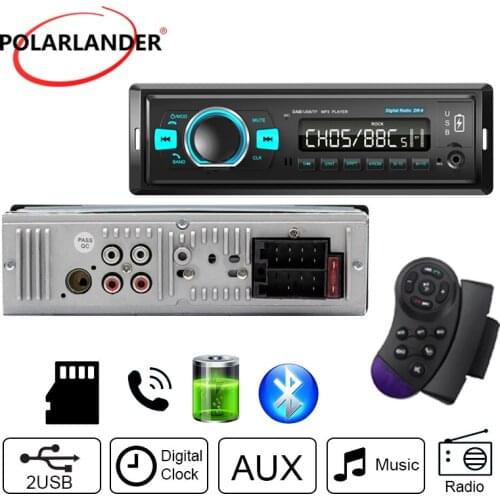 1 Din ISO Interface FM 12V DAB Digital Radio Hands-Free TF Car Radio Dual USB Bluetooth 4.2 U-Disk MP3 / WMV / APE / FLC