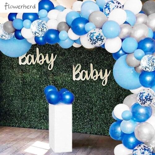 135Pieces Blue Balloon Garland Arch Kit DIY Confetti Latex Balloons for Baby Shower Wedding Birthday Party Background Decoration