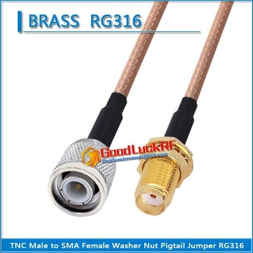 1X Pcs TNC Male to SMA Female Washer O-ring Bulkhead Mount Nut Plug Pigtail Jumper RG316 Extend Cable RF Connector TNC to SMA