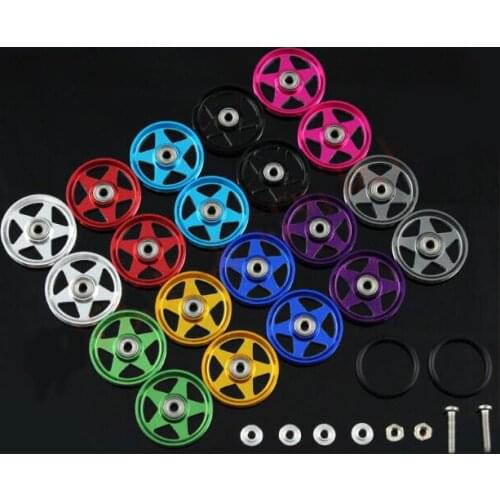 4 Pcs 19mm Aluminum Ball-race Roller+Ring+520 Bearings 5 Stars Guide Rollers for Tamiya Mini 4WD Racing Car Model