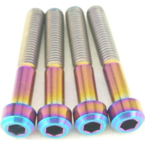 4PCS M8x50mm Rainbow GR5 Titanium Hex Socket Cap Head Bolts For Motorcycle