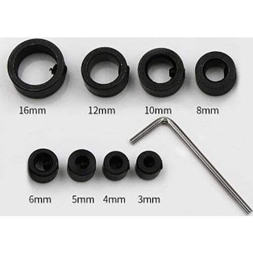 8pcs 3-16mm Bit Limit Ring Woodworking Drill Depth Positioner Drill Bits Locator +Wrench Kit High Carbon Steel Combination Tools