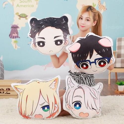 Anime Yuri On Ice Sofa Cushion Pillow Plushies Yuri Victor Manga Peripheral Cartoon Kawaii Q Version Stuffed Plush Doll Toys