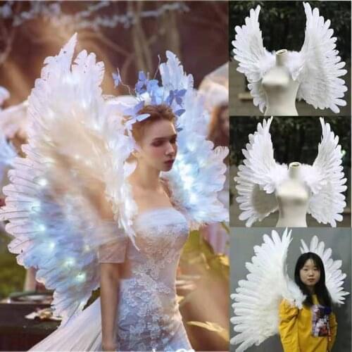 White Feather performance costume wings catwalk stage show nightclub disco wedding Bride Photography Prop