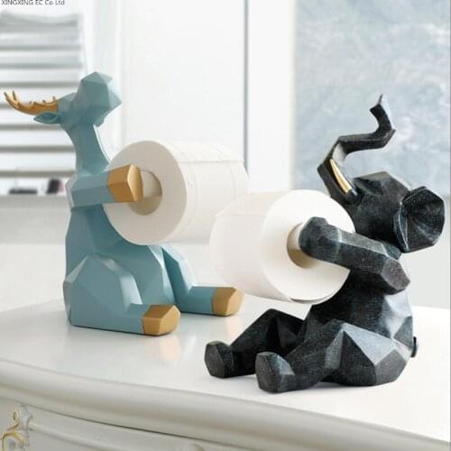 Geometric animal tissue box creative living room coffee table cute elephant roll paper holder restaurant desktop napkin rack