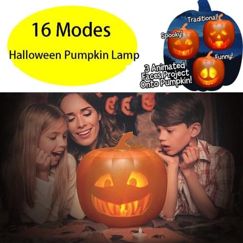 Halloween Pumpkin Toy USB Chargeing Sound-Activated With Built-in Speaker LED Light Projector Festival Bar Party Halloween Decor