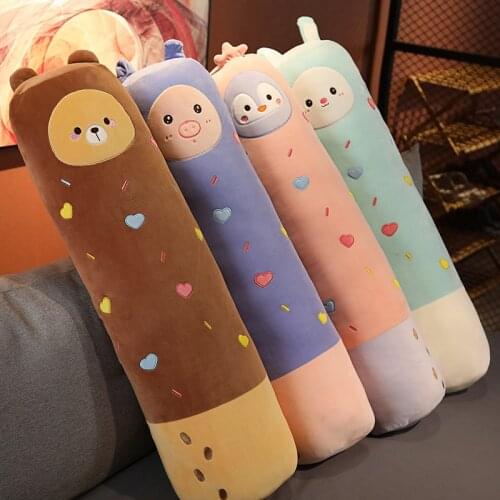 Kawaii Stuffed Long Pillow Bear Pig Penguin Rabbit Plush Toy Soft Animal Toys Cushion for Baby Girls Birthday Gifts
