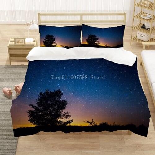 Night Space Galaxy Bedding Set Bedspread Single Twin Full Queen King Size Sky Stars Planet Bed Set Childrens Kid Duvetcover
