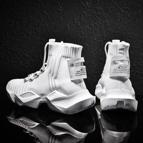 Socks Sneakers Men Knit Upper Breathable Sport Shoes Sock Boots Man Shoes High Top Running Shoes for Men Zapatillas De Deportedt