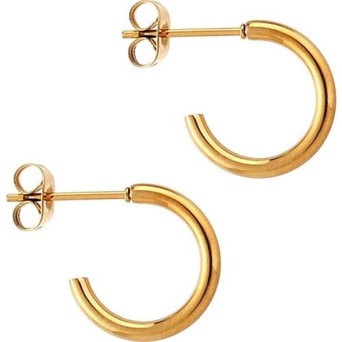 Stainless Steel Half Circle Lightweight Chunky Open Hoop Earrings for Women Girls New Fashion Jewelry Gifts