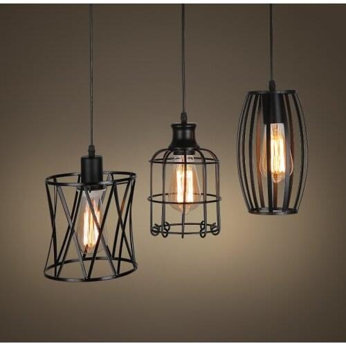 Loft Retro Industrial Diamond Chandelier Bar Iron Cage Art Library Three Head Japanese Restaurant Chandelier luminaria pendente