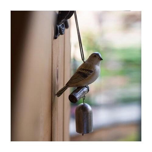 Little bird wind bells, resin pendants to decorate the villa courtyard, rustic art and retro
