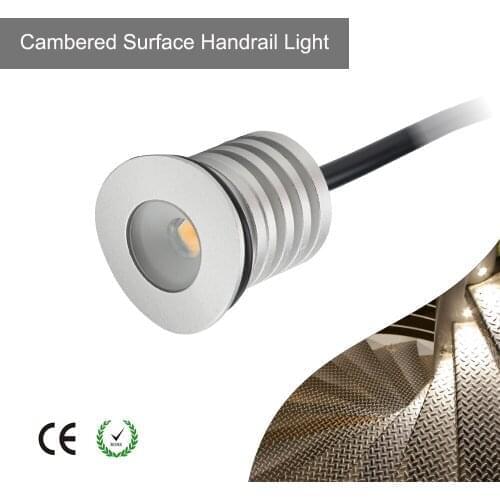 Mini 1W LED handrail light cambered surface recessed lights 12V IP67 staircase grandstand railing lamp small D25xH25mm hole 22mm