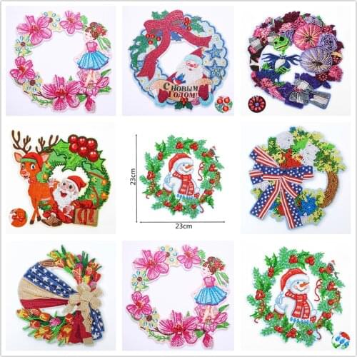Diamond Painting Wreath for Door Home Wall Decoration Special Shaped Drill DIY Diamond Embroidery Kit Cross Stitch Christmas