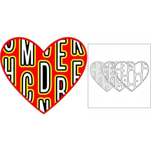 New 2021 Layering Alphabetic Hearts Metal Cutting Dies for DIY Scrapbooking and Card Making Background Embossing Craft No Stamps