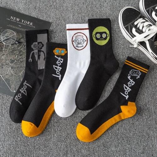 Personality Robot Socks Alien Couple Street Crew Women Cartoon Men Funny Short Cotton Casual Hip-Hop Novelty Creative Socks