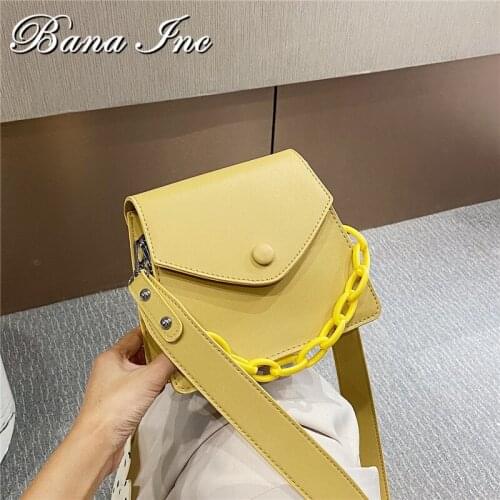 Solid Color Thick Chain Small PU Leather Crossbody Bags For Women 2021 Summer Shoulder Cross Body Bag Ladies Handbags Sac