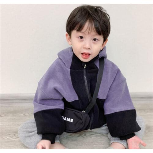 Boys' Coat 2021 Autumn New Childrens Loose Casual Patchwork Color Hoodie Cardigan Clothes for Teens