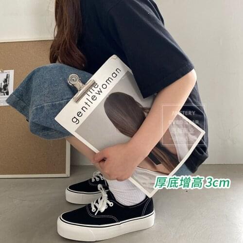 YSHUNIJ Thick-soled canvas shoes womens increased wild platform shoes 2021 new Japanese ins low tide skateboarding shoes