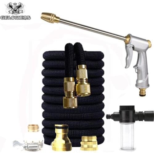 Plastic Telescopic GARDEN HOSE | 25FT-100FT Flexible Car Wash Magic Pipe, Metal Spray Gun Outdoor Garden Watering Factory Direct