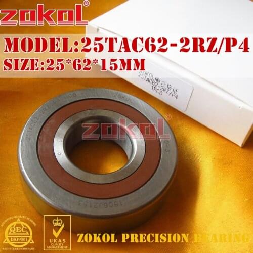 ZOKOL bearing 25TAC62 2RZ P4 Universal matching 25TAC62BSUC10PN7B(P4) Ball Screw Support Ball Bearing 25*62*15mm