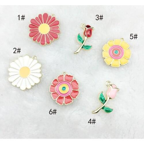10pcs Enamel Flower Charm Sun Flower Charms For Jewelry Making Fashion Charm Earring Pendant Enamel Charms