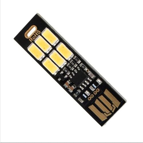 Portable Mini USB Power 6 LED Lamp 1W 5V Touch Dimmer Warm/pure white Light for Power Bank Computer Laptop