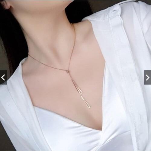 Simple geometric adjustable clavicle chain necklace lady charm fashion square triangle set female retro jewelry gift